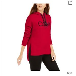 Red Calvin Klein personage hoodie